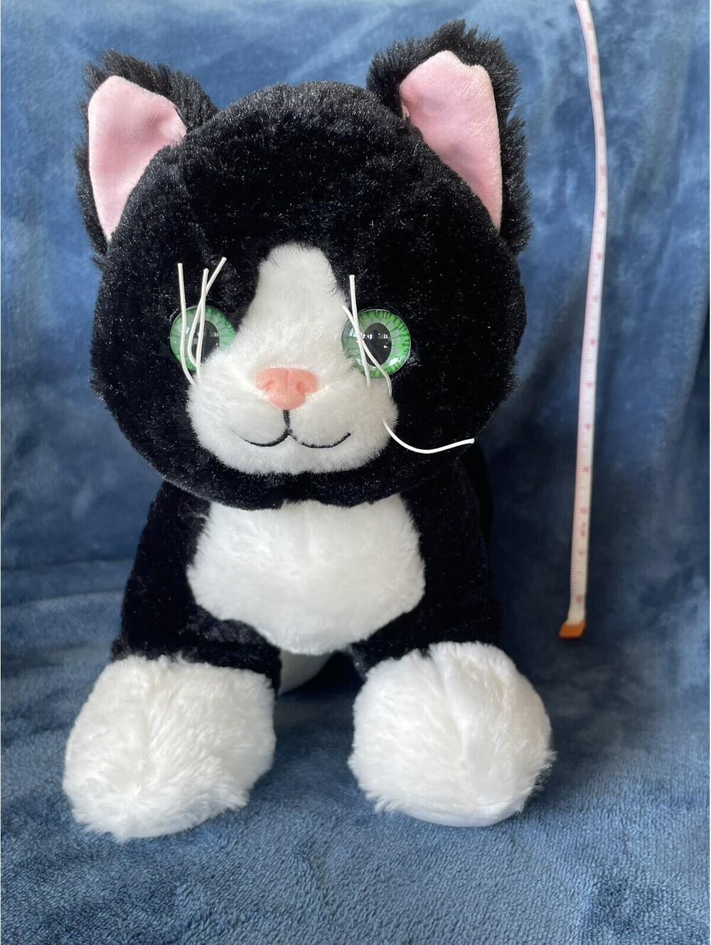 BUILD A BEAR Promise Pets TUXEDO CAT Black White PLUSH 11” Retired Green Eyes